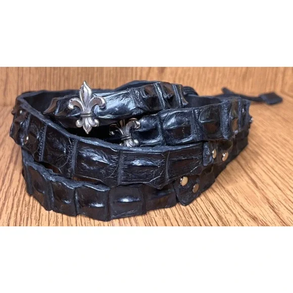 Women ALLIGATOR CROCODILE Wrap around Black Belt 74 long  display picture 1